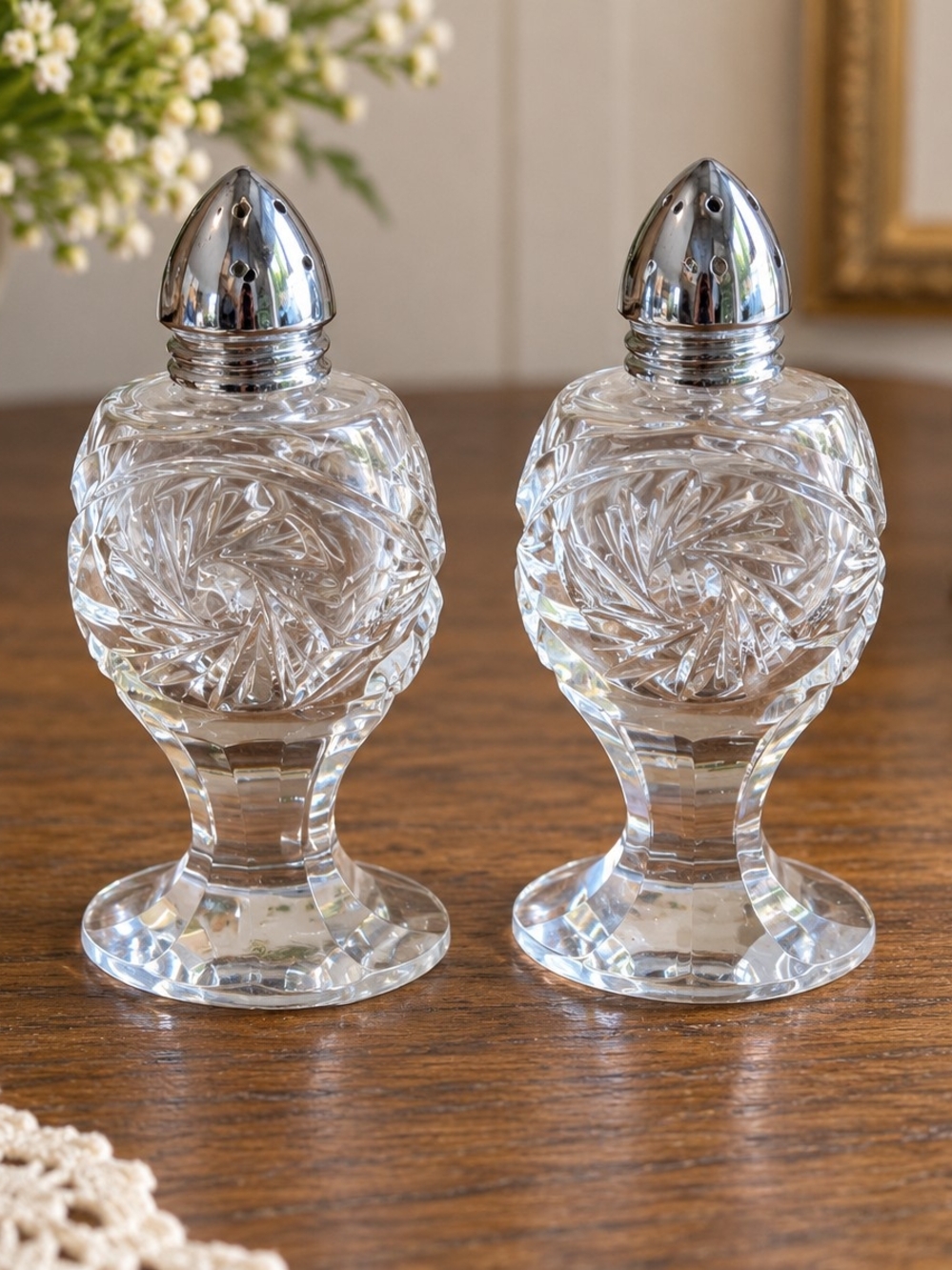 Crystal Salt and Pepper Shakers